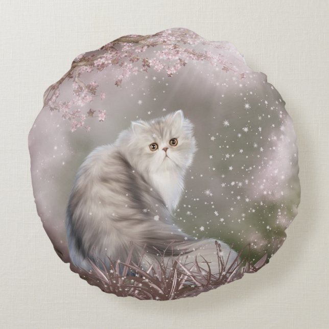 Beautiful persian kitty cat round cushion (Back)