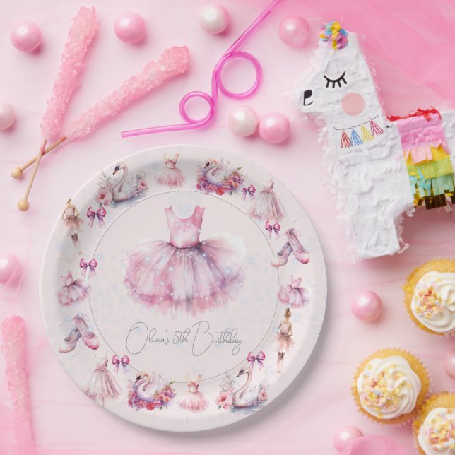 Beautiful Personalised Ballerina Birthday Paper Plate (Party)