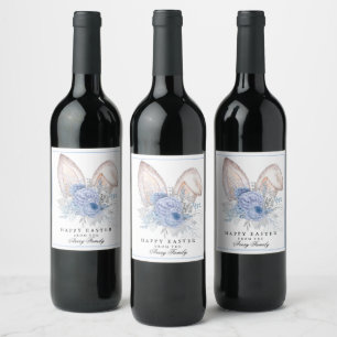Beautiful Personalised Bunny Ears Easter Wine Label