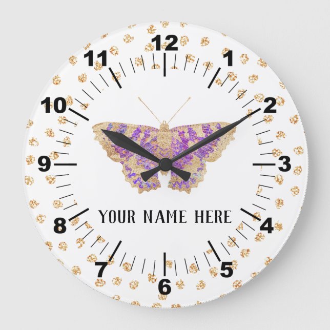 Beautiful Personalised Butterfly Large Clock (Front)