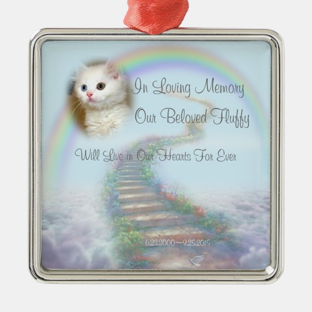 Beautiful Personalised Cat or Dog Memorial Metal Ornament (Front)