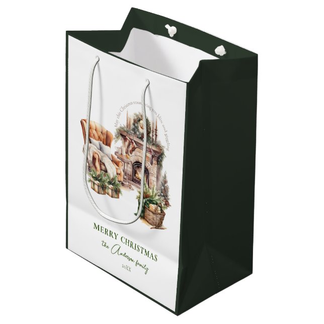 Beautiful Personalised Christmas atmosphere Medium Gift Bag (Front Angled)