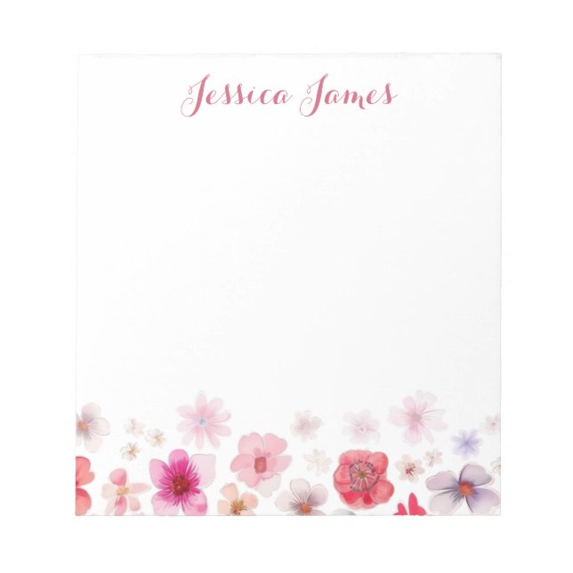 Beautiful Personalised Floral notepad (Front)