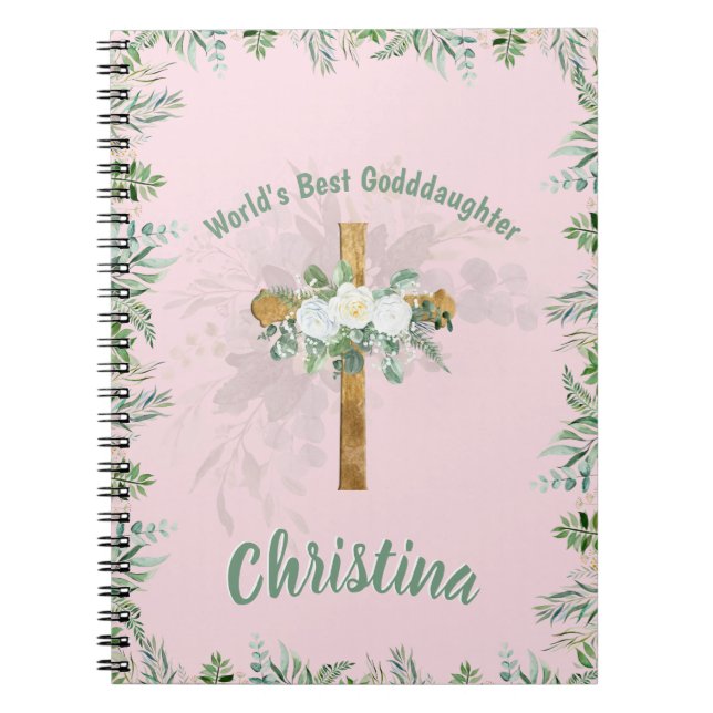 Beautiful Personalised GODDAUGHTER Pink  Notebook (Front)
