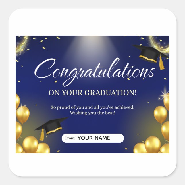Beautiful personalised graduation sticker for 2026 (Front)