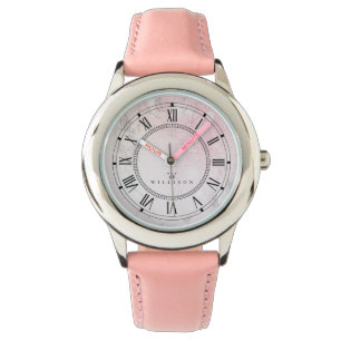 Beautiful Personalised Marble with rose glitter Watch
