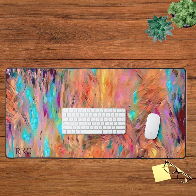 Beautiful Personalised Monogram Colourful Aestheti Desk Mat (Creator Uploaded)