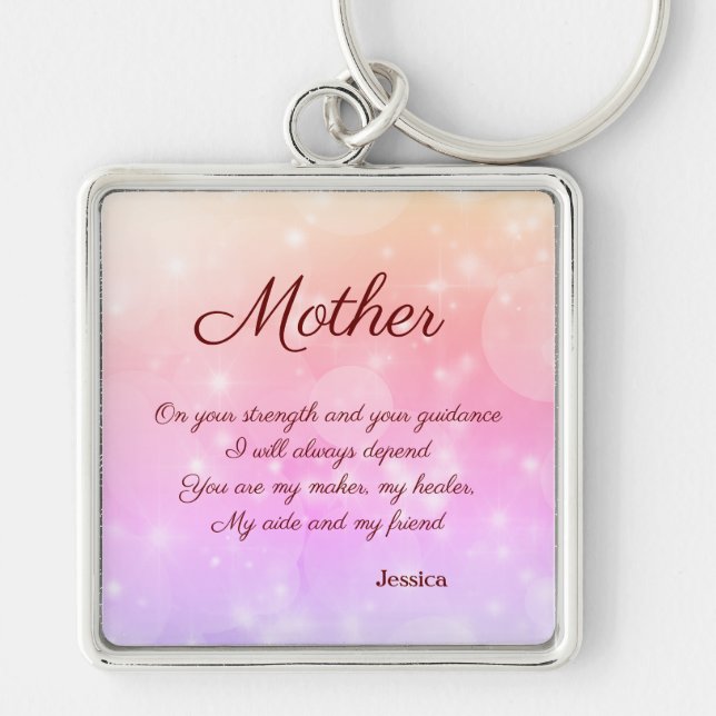 Beautiful Personalised Mother Poem Key Ring (Front)
