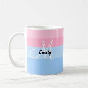 Beautiful Personalised Pastel Pink & Blue Mug