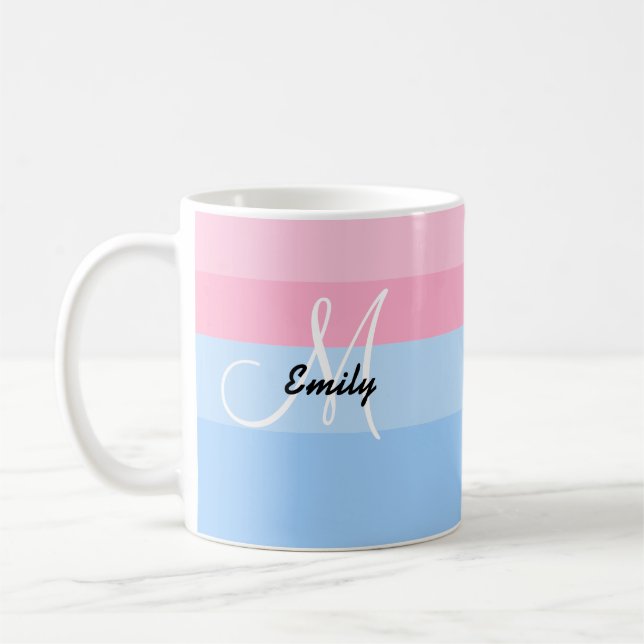 Beautiful Personalised Pastel Pink & Blue Mug (Left)