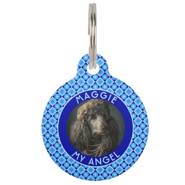 Beautiful Personalised Pet Gift Square Pattern Tag (Front)