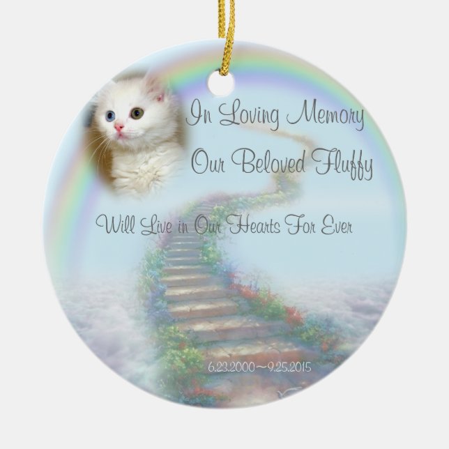 Beautiful Personalised Pet Memorial with Prayer Ceramic Ornament (Front)