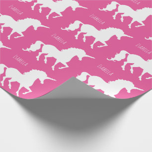 Beautiful Personalised Pink Unicorn Silhouette Wrapping Paper
