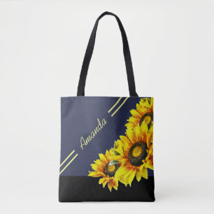 Beautiful Personalised Sunflower Tote Bag