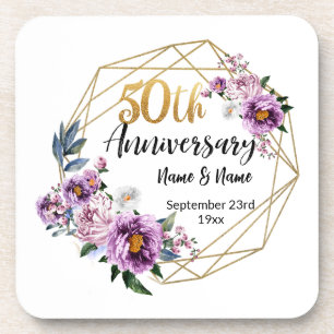 Beautiful Personalized 50th Anniversary Coaster