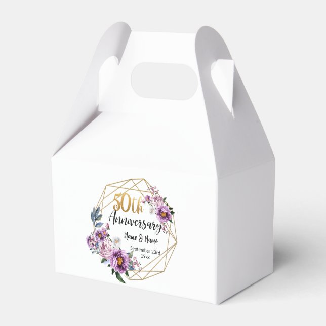 Beautiful Personalized 50th Anniversary Favour Box (Front Side)
