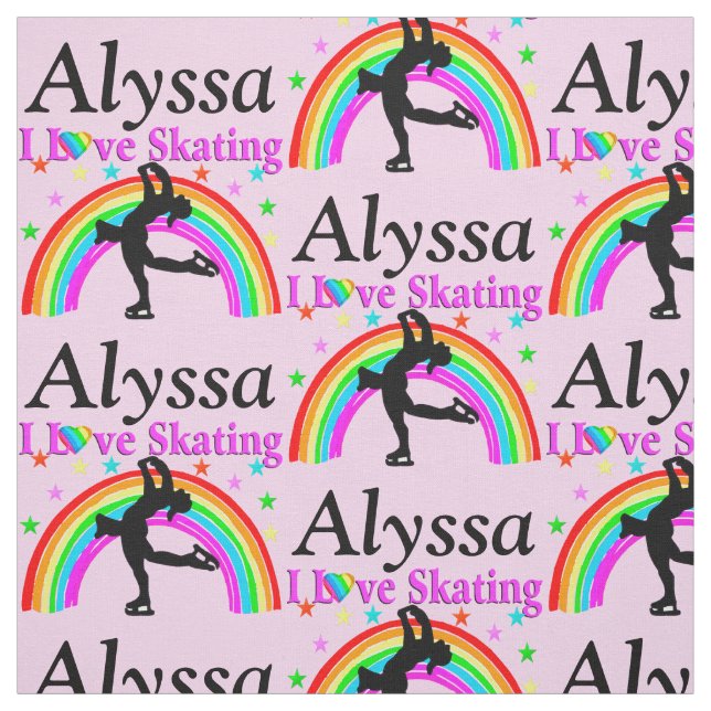 BEAUTIFUL PERSONALIZED I LOVE SKATING FABRIC (Swatch)