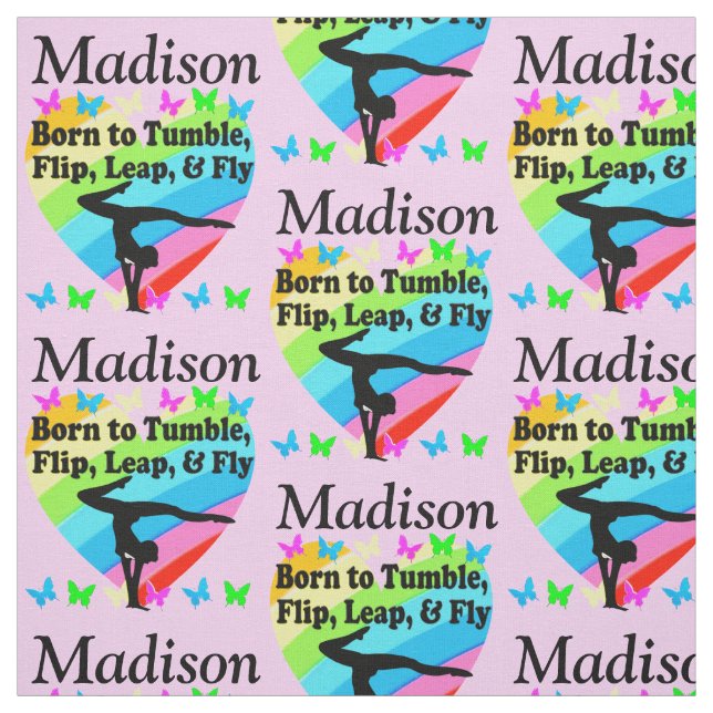 BEAUTIFUL PERSONALIZED PINK RAINBOW GYMNAST FABRIC (Swatch)