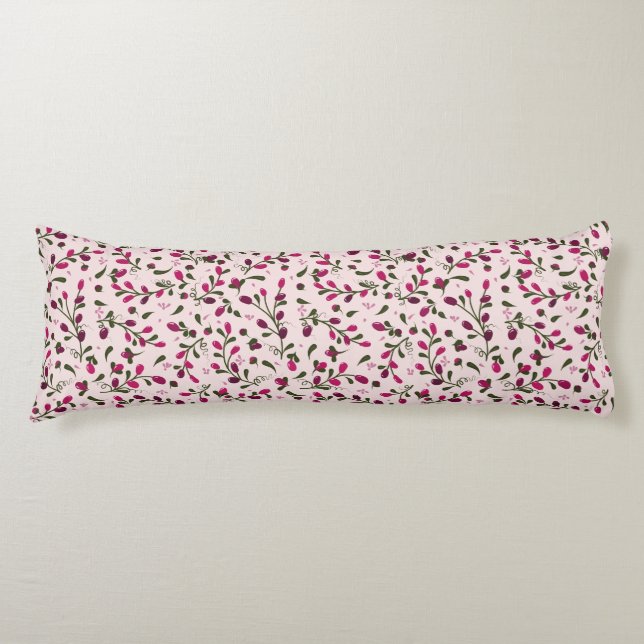 Beautiful Petite Pink Berries Branches Body Cushion (Front)