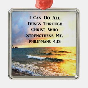 BEAUTIFUL PHILIPPIANS 4:13 SCRIPTURE PHOTO METAL TREE DECORATION
