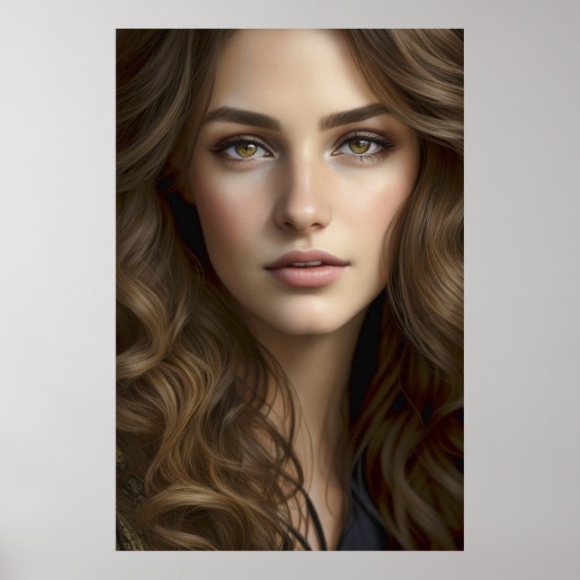 Beautiful Photorealistic Woman Portrait AI Generat Poster (Front)