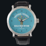 Beautiful Physical Therapy Inspirational Quote Watch<br><div class="desc">Physical Therapy Heals From Within wristwatch. A cute physical therapist quote gift with a beautiful tree with rainbow leaves and helping hands as the tree limbs that lift them up. Motivational and beautiful watch for a PT.</div>