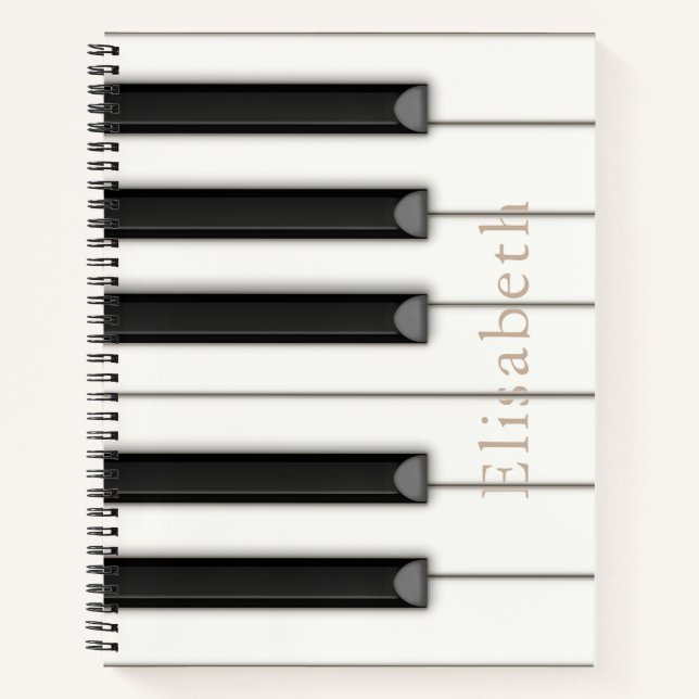 Beautiful Piano Keys Personalised 8.5x11 Notebook (Front)