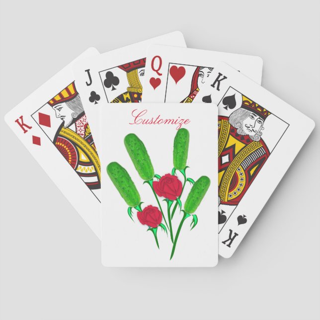 Beautiful Pickle Bouquet with Roses Thunder_Cove Playing Cards (Back)
