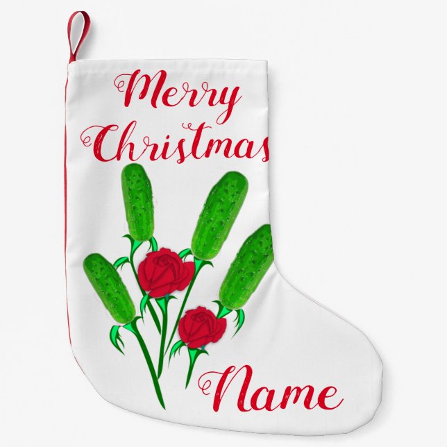 Beautiful Pickle Bouquet with Roses Thunder_Cove Small Christmas Stocking (Front)