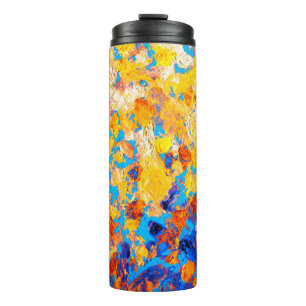 Beautiful pictorial handmade gouache dab etude ske thermal tumbler