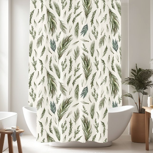 Beautiful Pine Tree Branch Pattern Shower Curtain (Creator Uploaded)