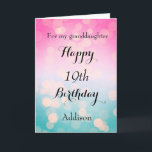 Beautiful Pink and Blue Bokeh 19th Birthday Card<br><div class="desc">A pretty bokeh blue and pink 19th birthday card for granddaughter,  daughter,  niece,  etc. The front of this modern 19th birthday can be easily personalised with the birthday recipient's name. The inside card message can also be personalised. This would make a great birthday keepsake for her nineteenth birthday.</div>
