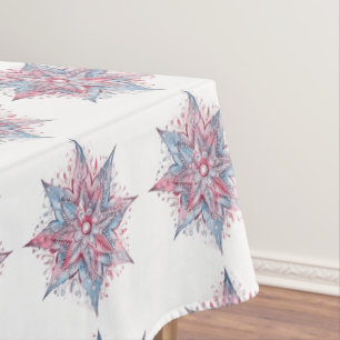 Beautiful Pink and Blue Kaleidoscope Christmas Tablecloth