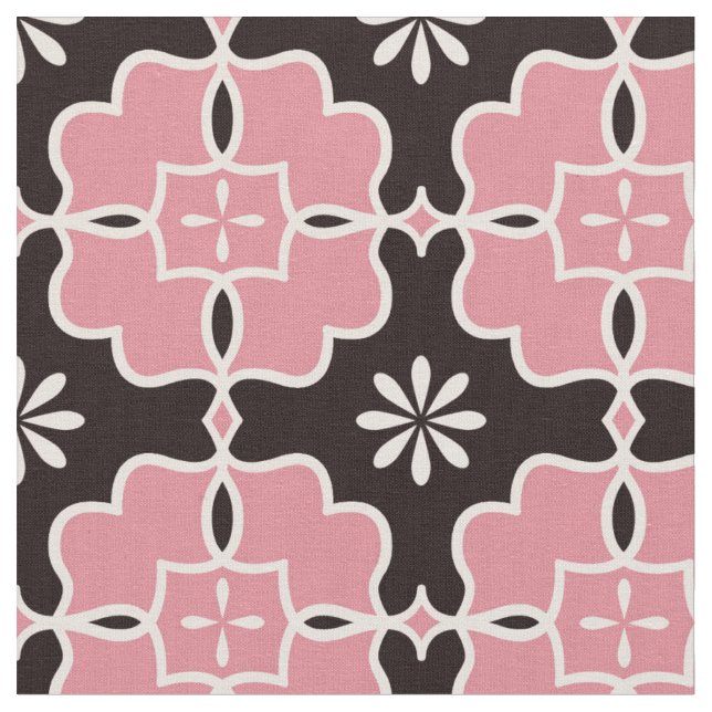 Beautiful Pink and Brown Floral Seamless Pattern Fabric (Close Up)