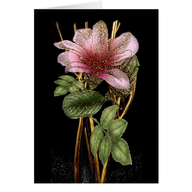 Beautiful Pink and Gold Floral All Occasion Card (Front)