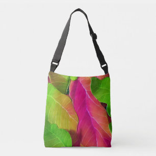 Beautiful Pink and Green Leafy Pattern  Crossbody Bag