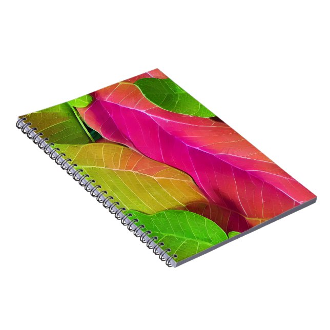 Beautiful Pink and Green Leafy Pattern  Notebook (Right Side)