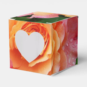 Beautiful pink and orannge rose photo favour box
