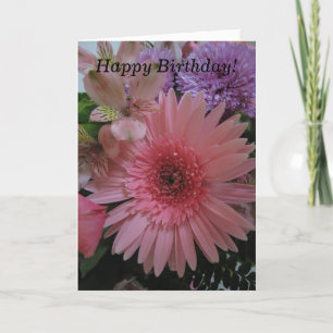 Beautiful Pink and Purple Flowers Birthday Card