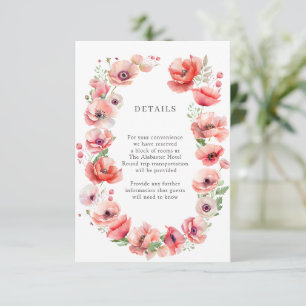 Beautiful pink and red poppy flower design Details Enclosure Card