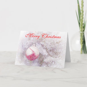 Beautiful Pink and White Bauble Christmas Card