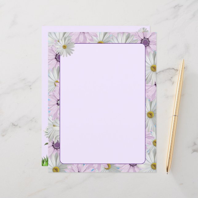 Beautiful Pink and White Daisies 8.5 x 11  (Front/Back In Situ)