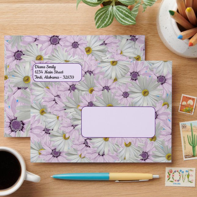 Beautiful Pink and White Daisy Floral Envelope (Desk)
