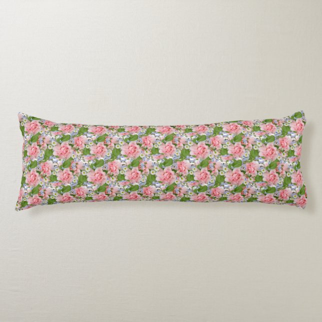 Beautiful Pink and White Flowers Body Cushion (Front)
