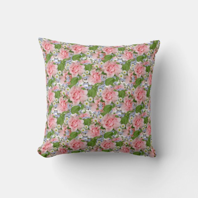 Beautiful Pink and White Flowers Cushion (Front)