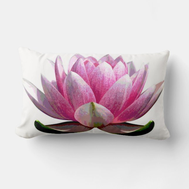 Beautiful Pink and White Lotus Flower Lumbar Cushion (Front)