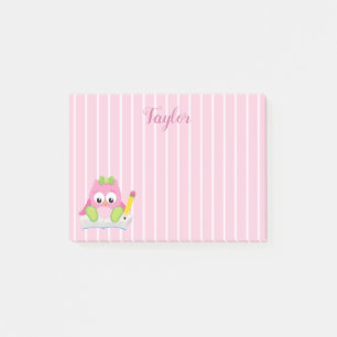 Beautiful Pink and White Stripes Pink Owl Post-it Notes