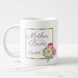 Beautiful Pink and Yellow Floral Mother Bride Large Coffee Mug