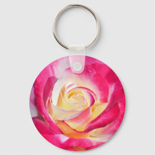 Beautiful pink and yellow rose key ring