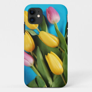 Beautiful pink and yellow spring tulips iPhone 11 case
